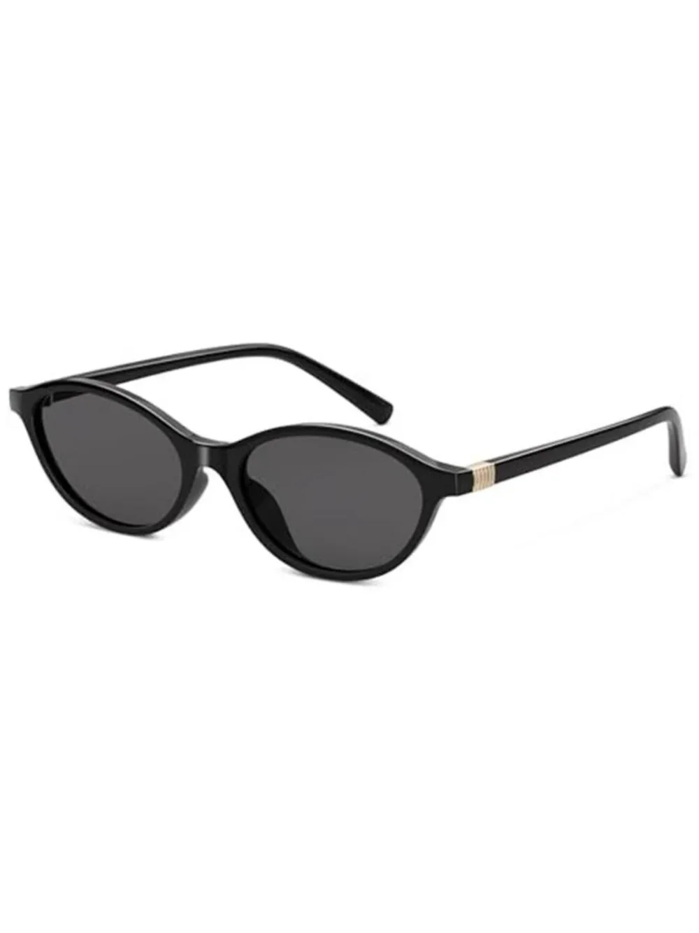 Black Oval Sunglasses Women Retro Cat Eye Vintage Y2K Small Frame Shades